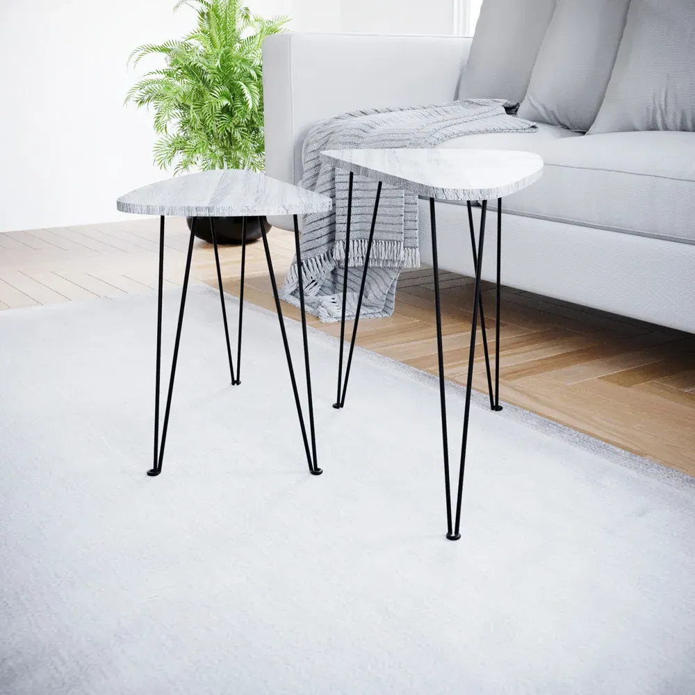 Brooklyn Oval Nest of Tables Set of 2 - Grey