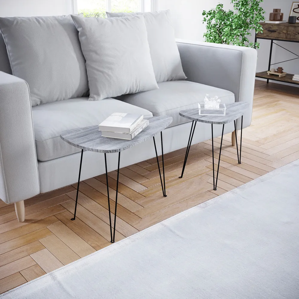 Brooklyn Oval Nest of Tables Set of 2 - Grey