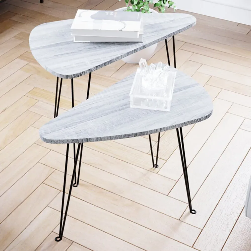Brooklyn Oval Nest of Tables Set of 2 - Grey
