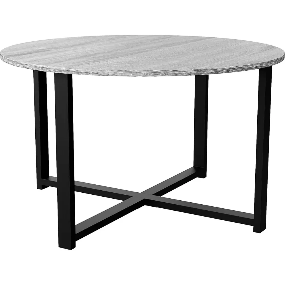 Brooklyn Round Coffee Table with Metal Legs - Grey, MDF