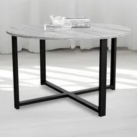 Brooklyn Round Coffee Table with Metal Legs - Grey, MDF