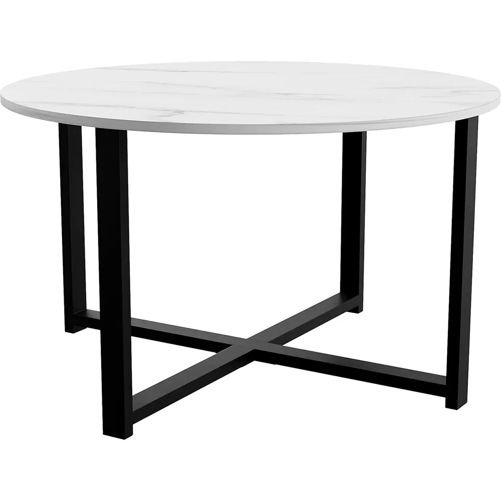 Brooklyn Round Coffee Table with Metal Legs - Marble, MDF