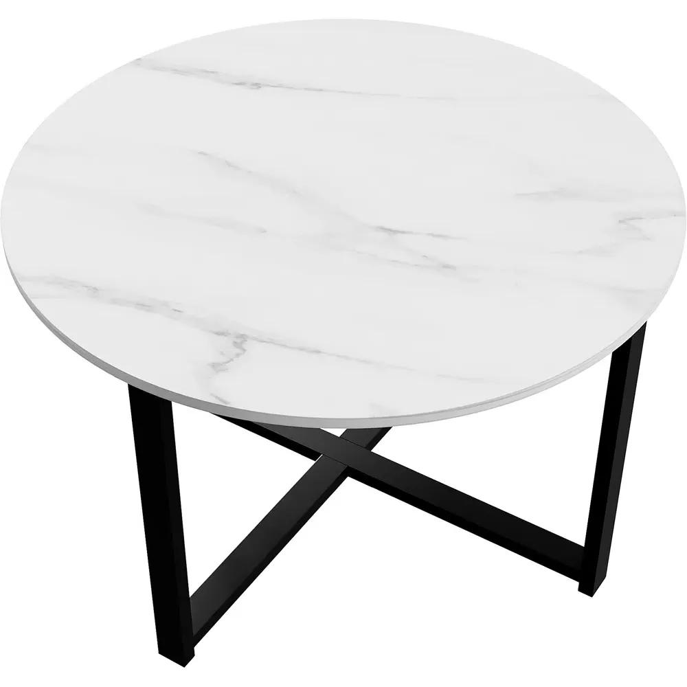 Brooklyn Round Coffee Table with Metal Legs - Marble, MDF