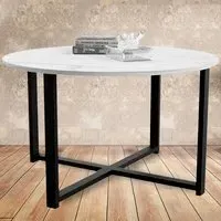 Brooklyn Round Coffee Table with Metal Legs - Marble, MDF
