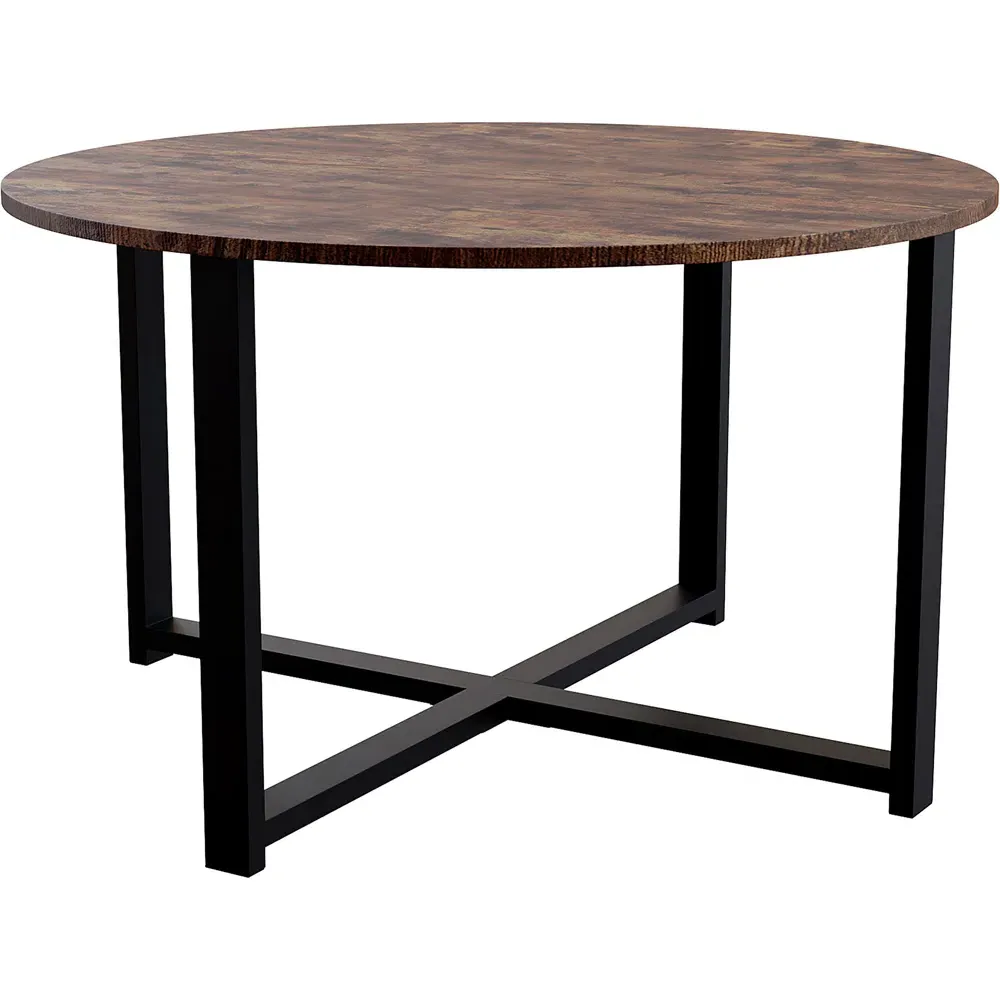 Brooklyn Round Coffee Table with Metal Legs - Wood, MDF