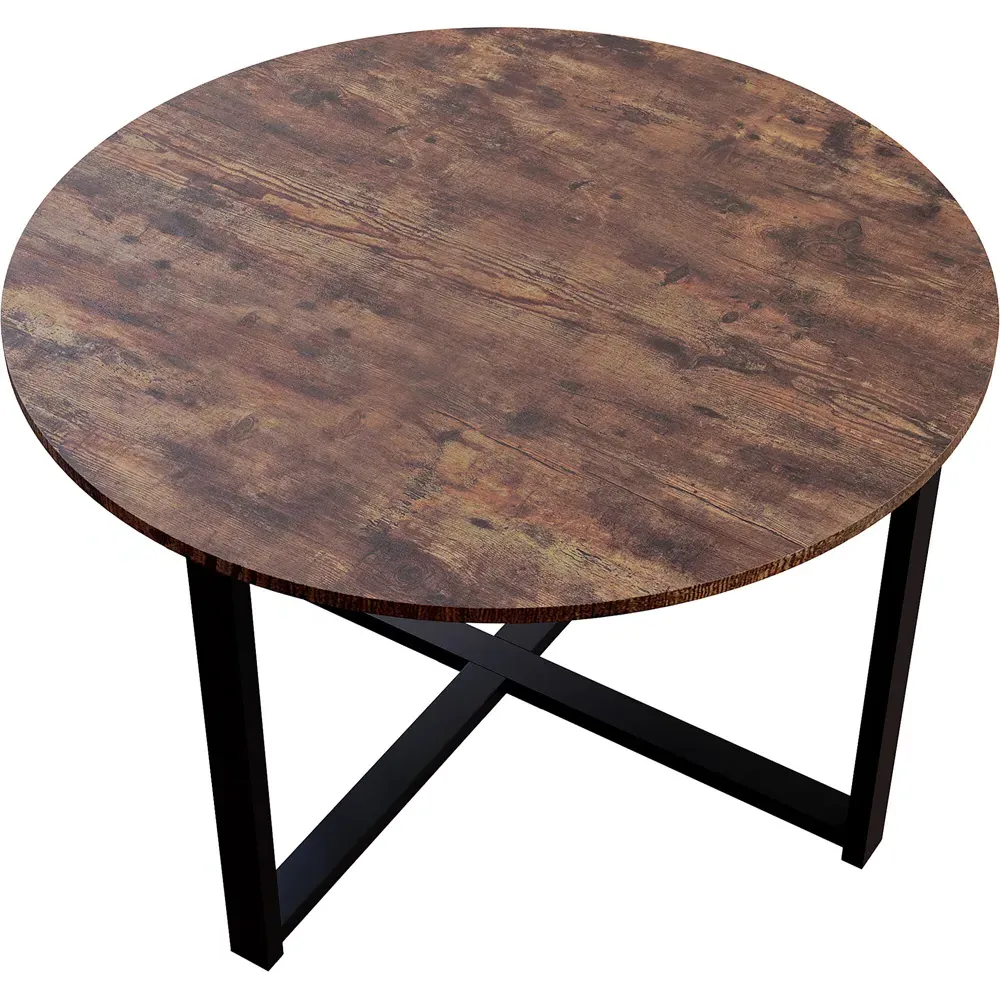 Brooklyn Round Coffee Table with Metal Legs - Wood, MDF