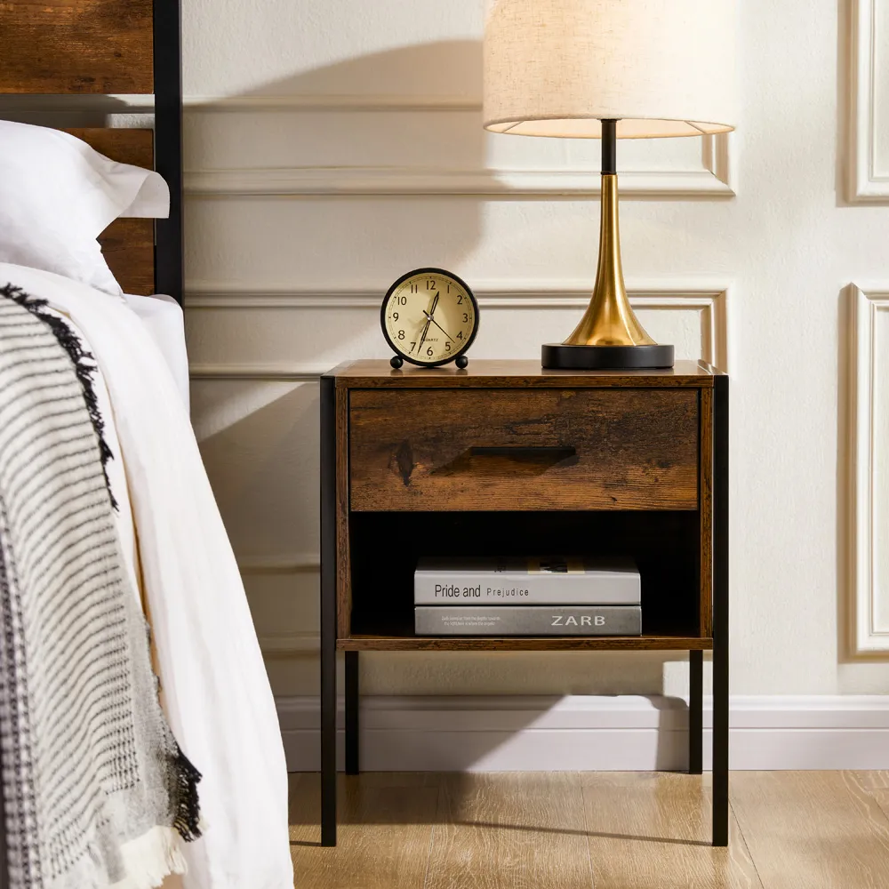 Brooklyn Single Drawer Bedside Table - Brown, Wood