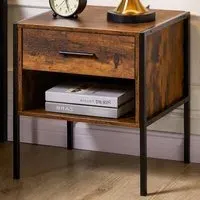 Brooklyn Single Drawer Bedside Table - Brown, Wood