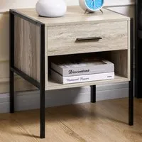 Brooklyn Single Drawer Bedside Table - Grey