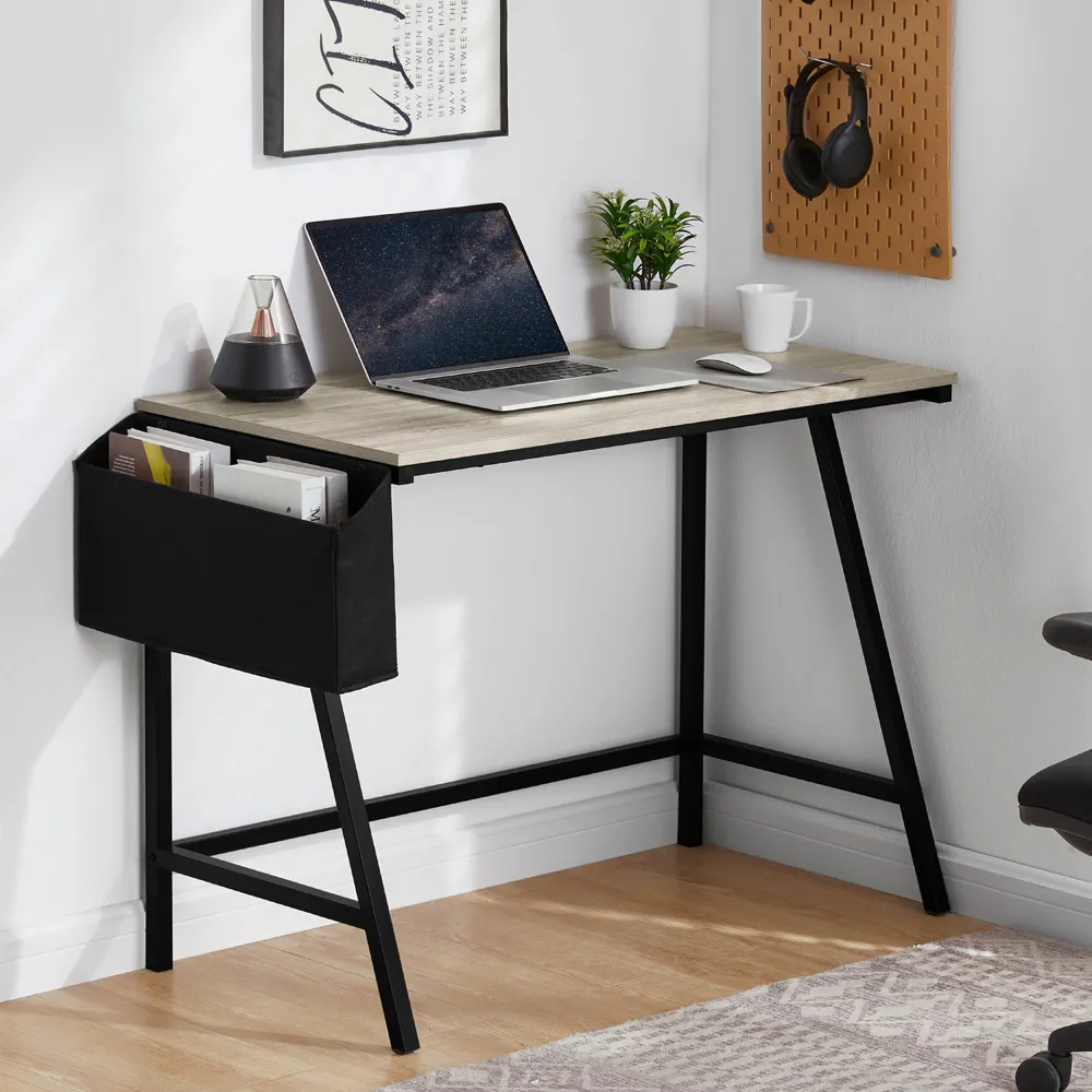 Brooklyn Small Computer Desk with Storage - Grey