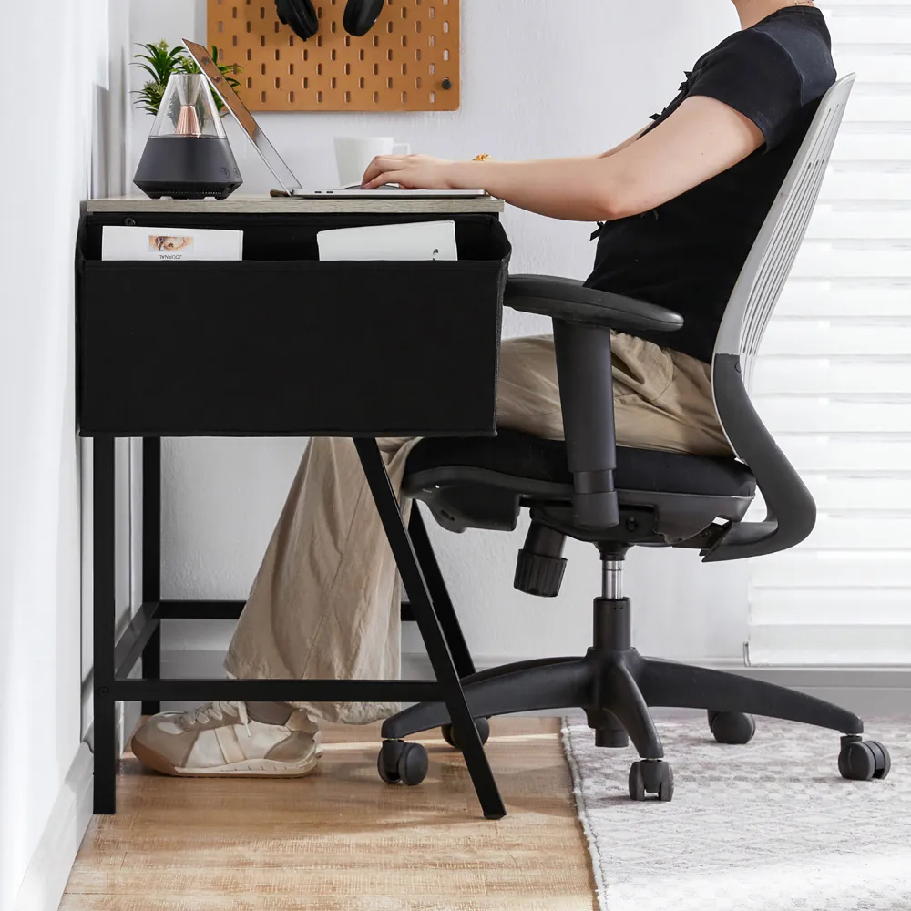 Brooklyn Small Computer Desk with Storage - Grey