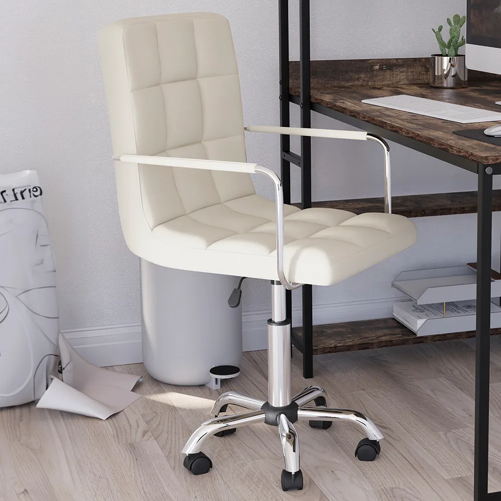 Calbo Adjustable Office Chair - Cream, Faux Leather
