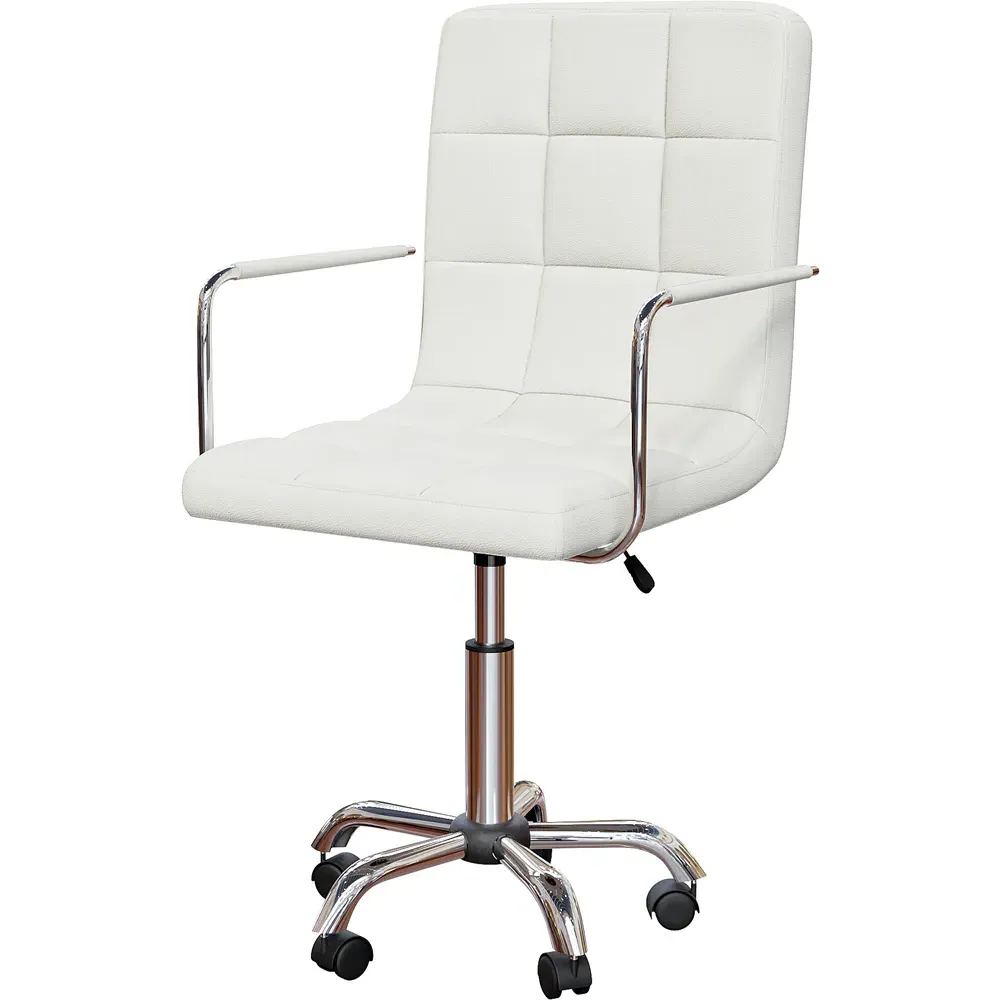 Calbo Adjustable Office Chair - White, Faux Leather