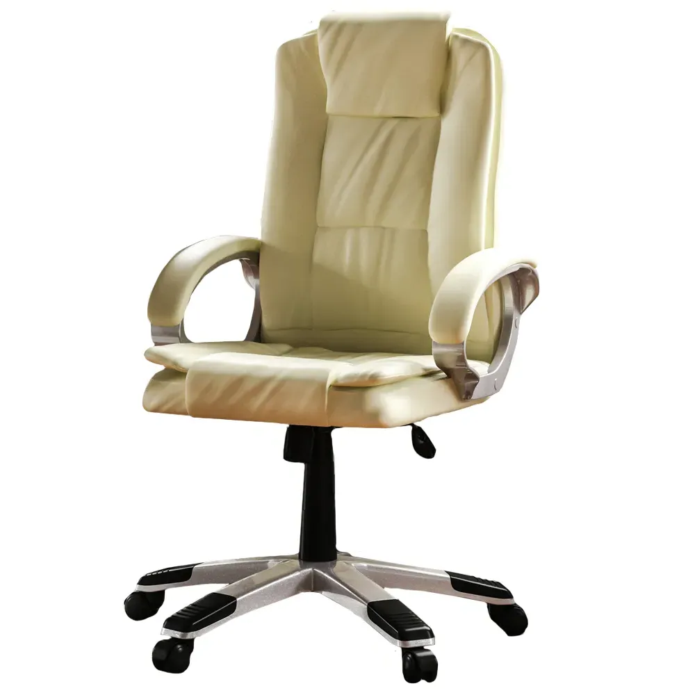 Charlton Swivel Office Chair - Cream, PU Leather