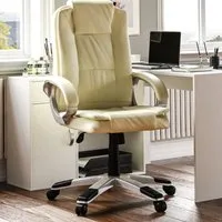 Charlton Swivel Office Chair - Cream, PU Leather
