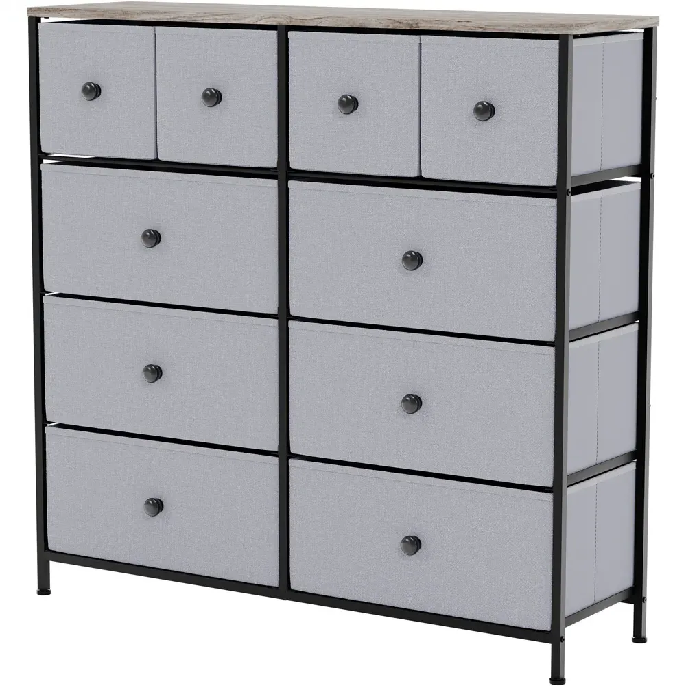 Chorley 10 Drawer Chest of Drawers - Beige, Fabric