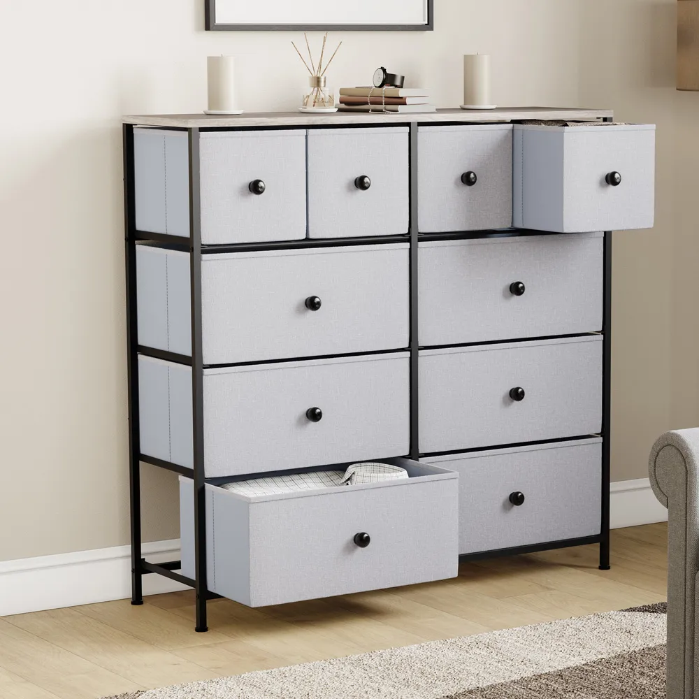 Chorley 10 Drawer Chest of Drawers - Beige, Fabric