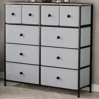 Chorley 10 Drawer Chest of Drawers - Beige, Fabric
