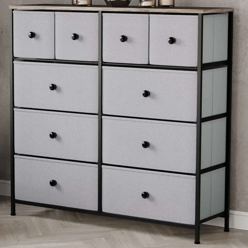 Chorley 10 Drawer Chest of Drawers - Beige, Fabric