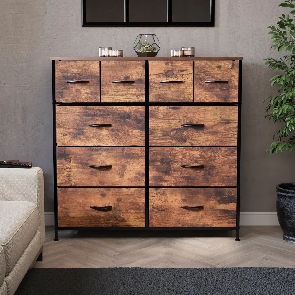 Chorley 10 Drawer Chest of Drawers - Brown, Fabric