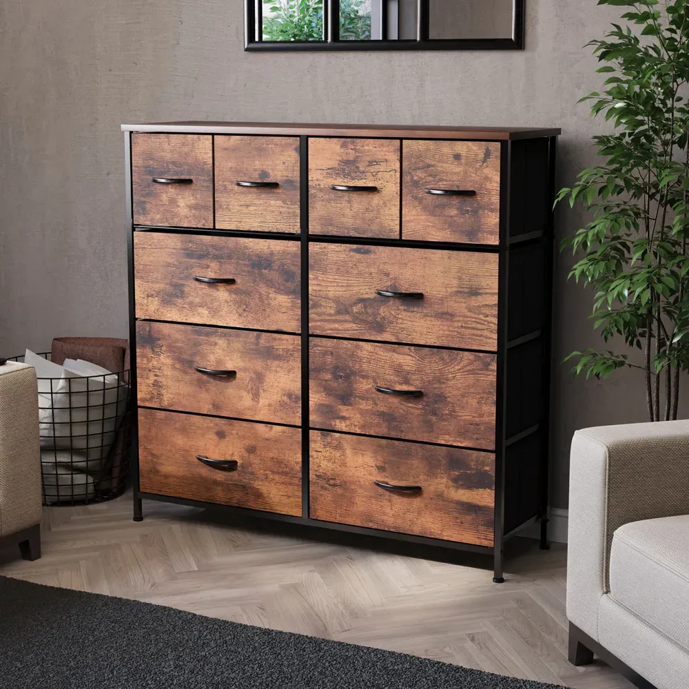 Chorley 10 Drawer Chest of Drawers - Brown, Fabric