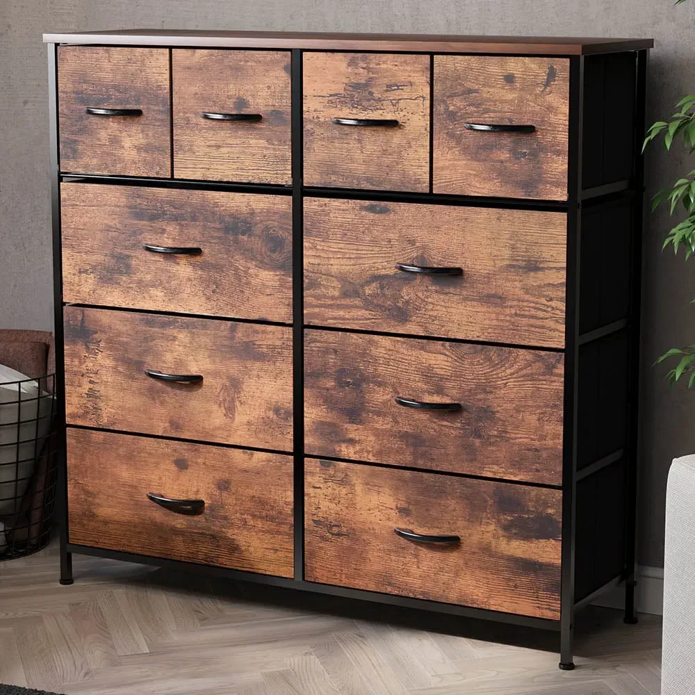 Chorley 10 Drawer Chest of Drawers - Brown, Fabric