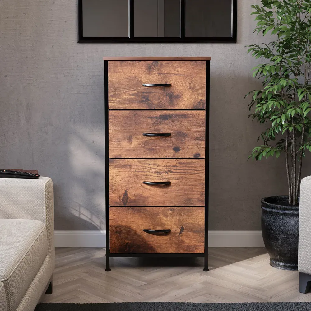 Chorley 4 Drawer Chest of Drawers - Brown, Fabric