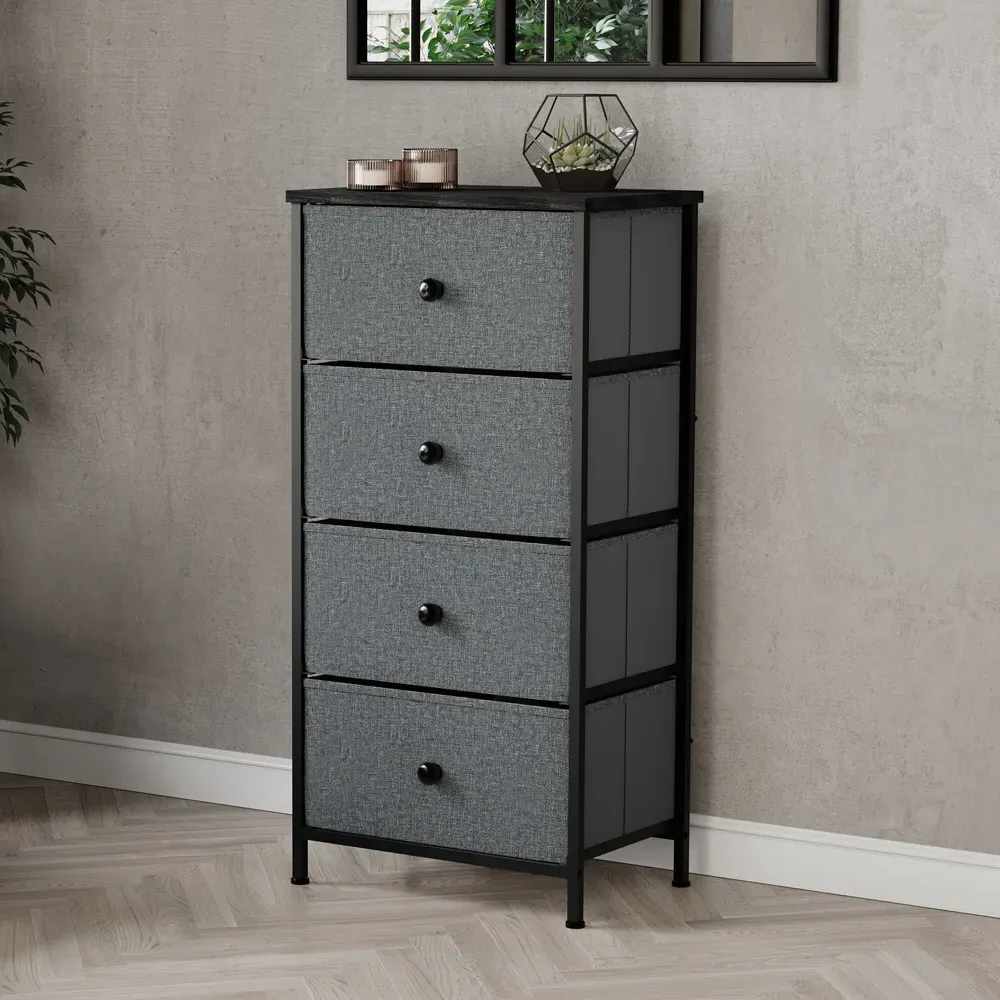 Chorley 4 Drawer Chest of Drawers - Grey, Fabric