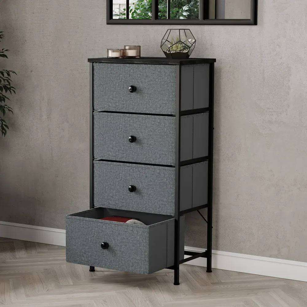 Chorley 4 Drawer Chest of Drawers - Grey, Fabric