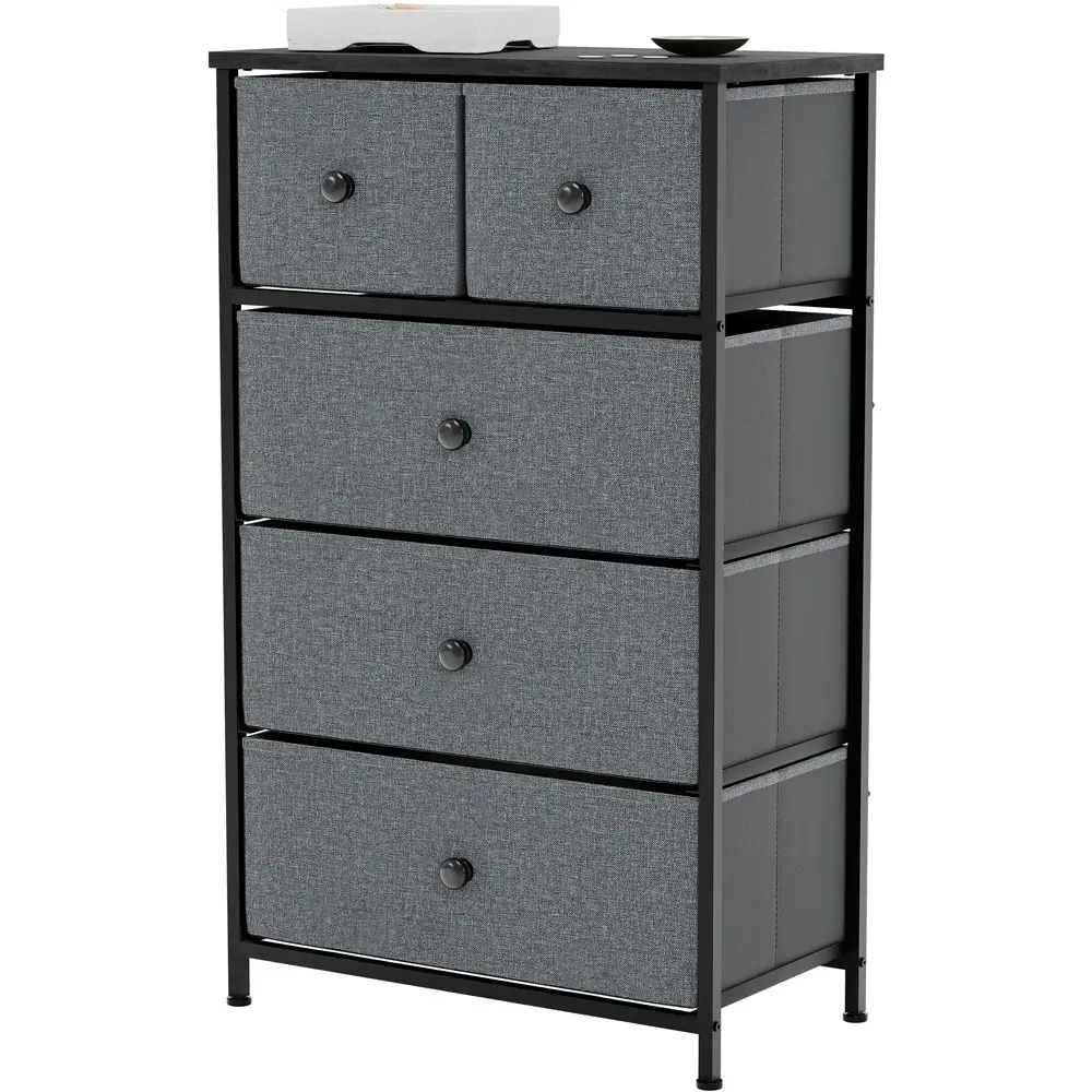Chorley 5 Drawer Chest of Drawers - Grey, Fabric