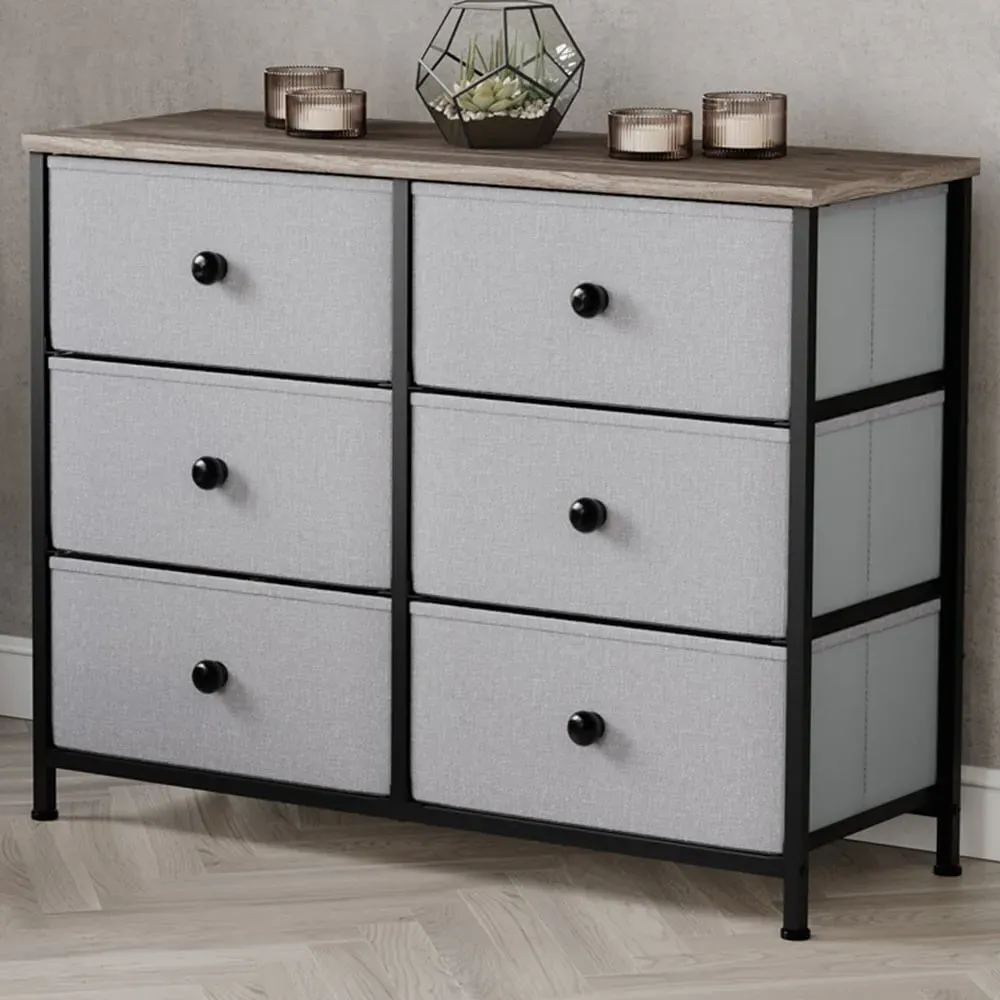 Chorley 6 Drawer Chest of Drawers - Beige, Fabric