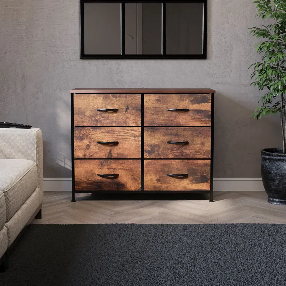 Chorley 6 Drawer Chest of Drawers - Brown, Fabric