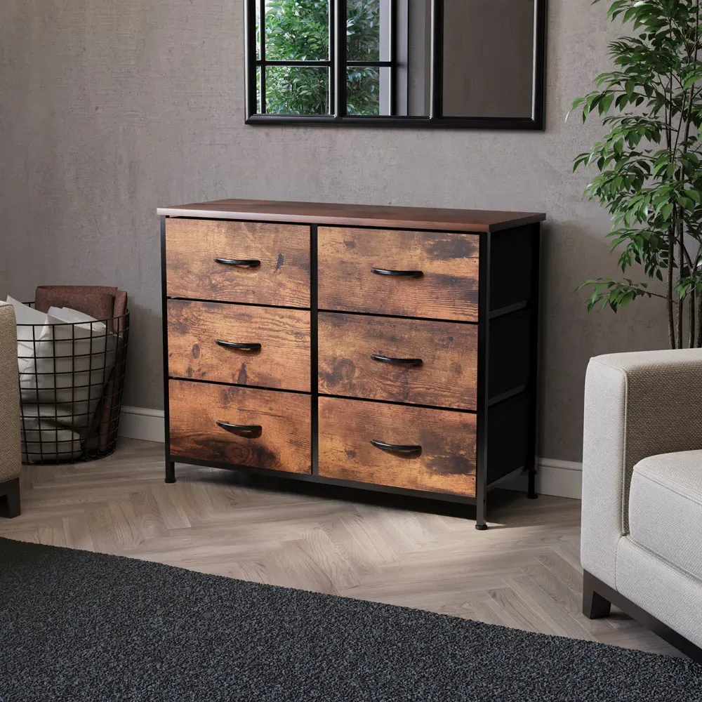 Chorley 6 Drawer Chest of Drawers - Brown, Fabric