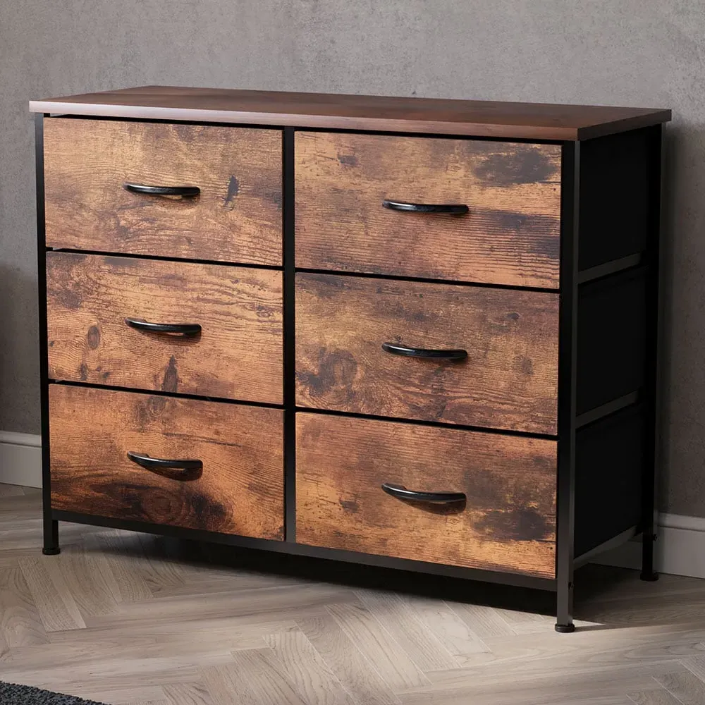 Chorley 6 Drawer Chest of Drawers - Brown, Fabric
