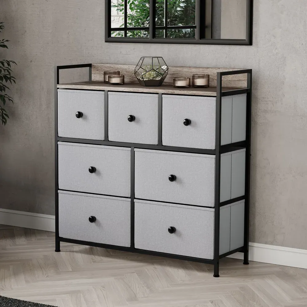 Chorley 7 Drawer Chest of Drawers - Beige, Fabric