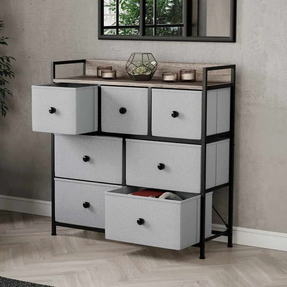 Chorley 7 Drawer Chest of Drawers - Beige, Fabric