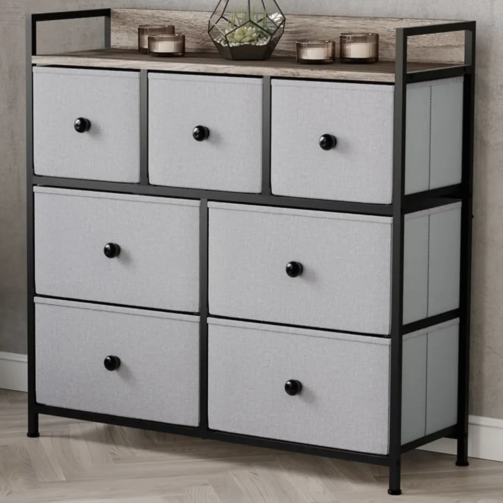 Chorley 7 Drawer Chest of Drawers - Beige, Fabric