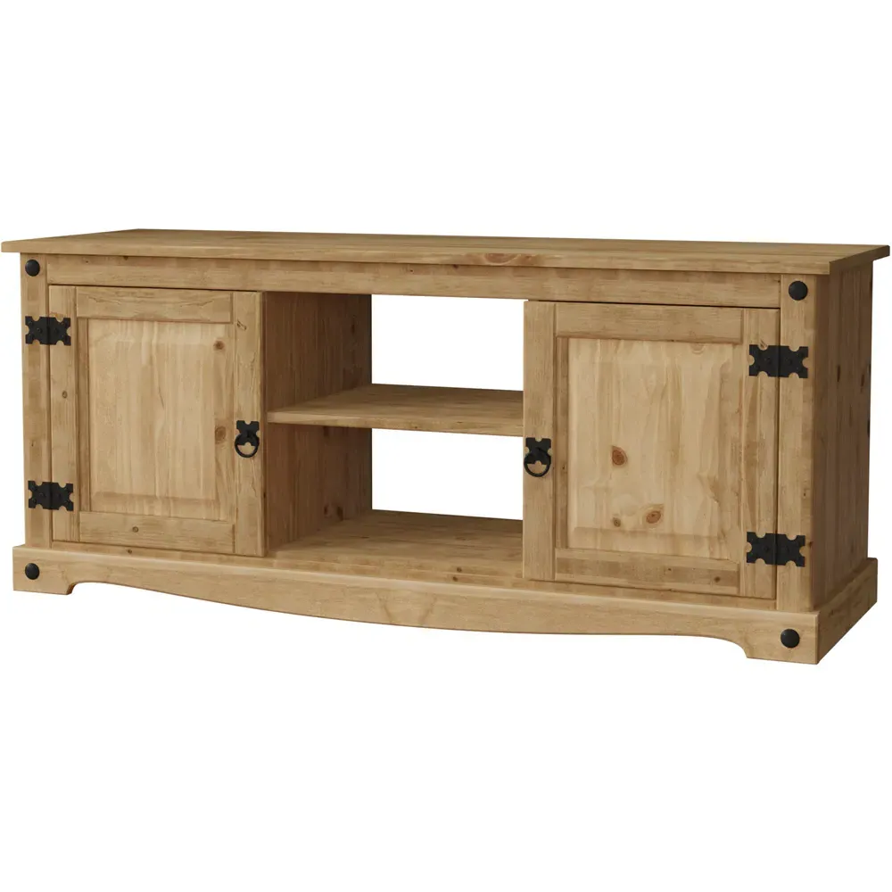 Corona 2 Door 2 Shelf TV Unit - Brown, Pine