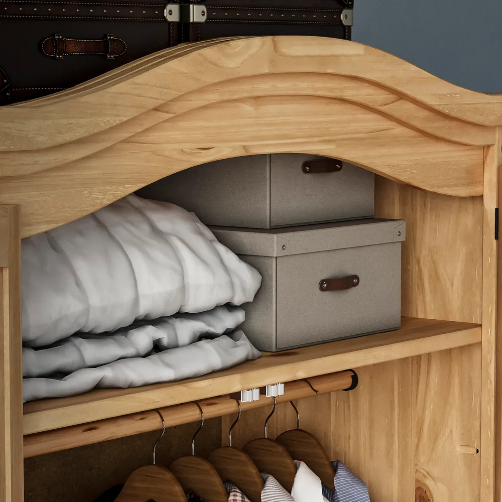 Corona 2 Door Wardrobe - Brown, Pine