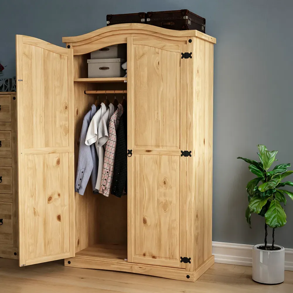 Corona 2 Door Wardrobe - Brown, Pine