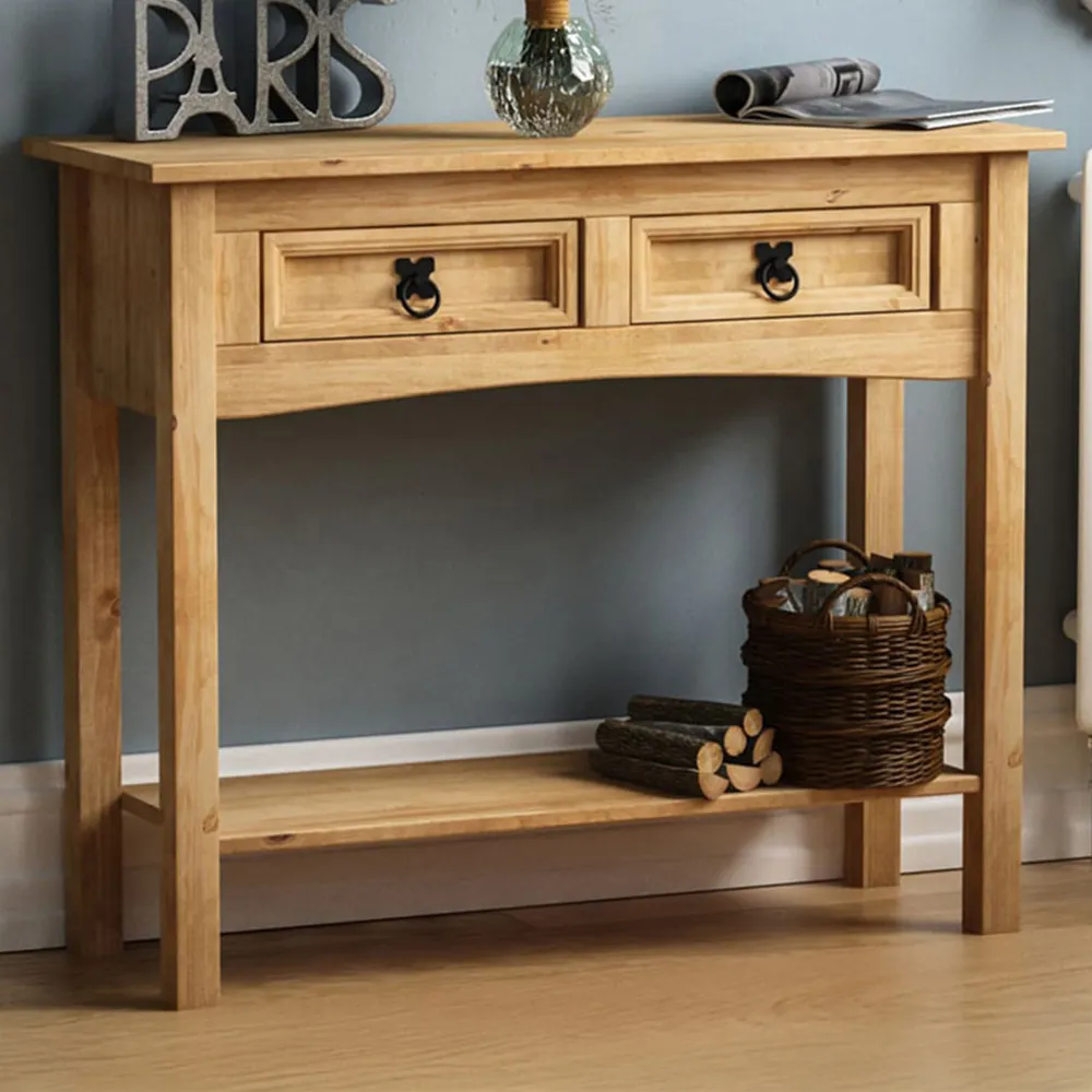 Corona 2 Drawer Console Table - Brown, Pine