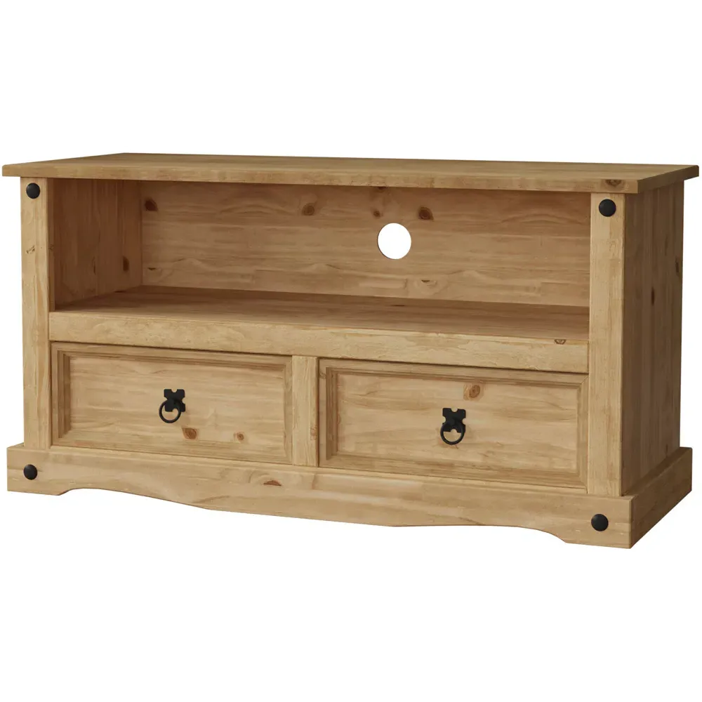 Corona 2 Drawer TV Unit - Brown, Pine