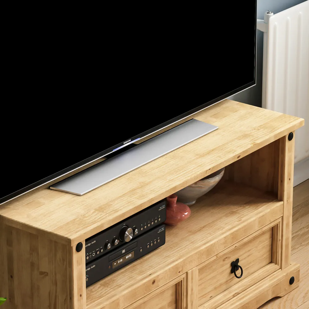 Corona 2 Drawer TV Unit - Brown, Pine