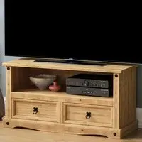 Corona 2 Drawer TV Unit - Brown, Pine