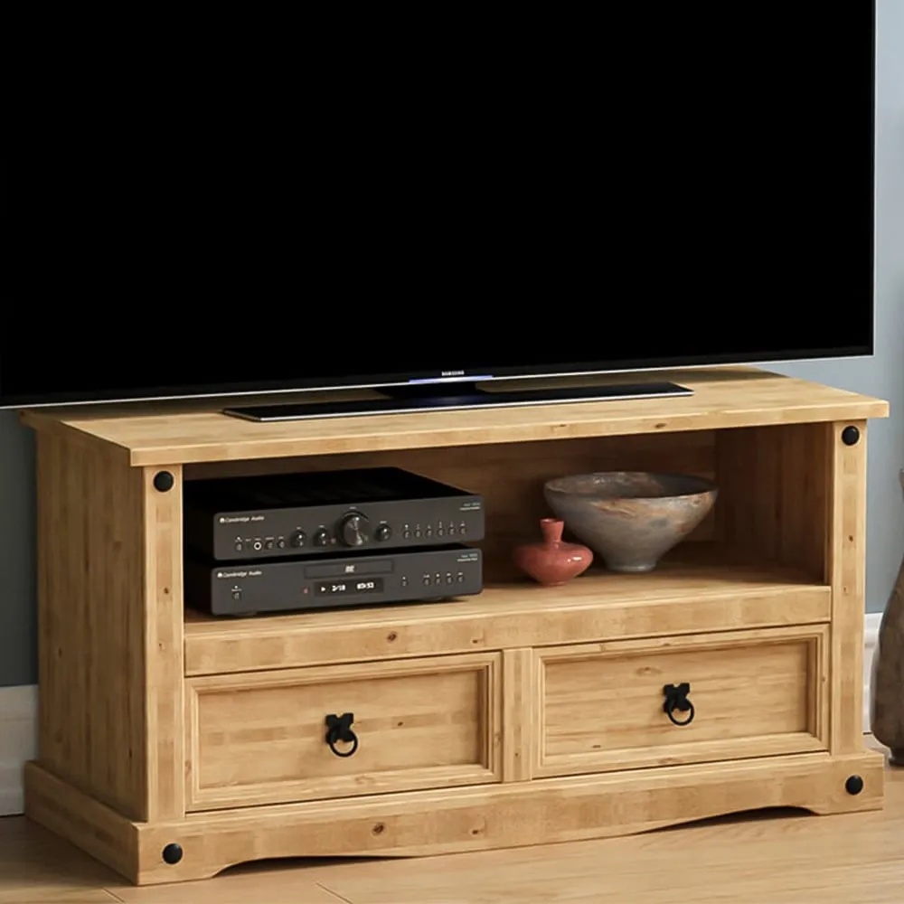 Corona 2 Drawer TV Unit - Brown, Pine