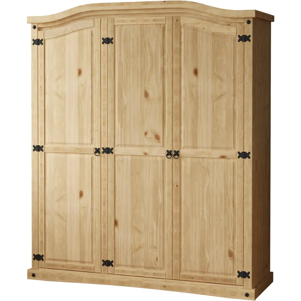 Corona 3 Door Wardrobe - Brown, Pine
