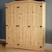 Corona 3 Door Wardrobe - Brown, Pine