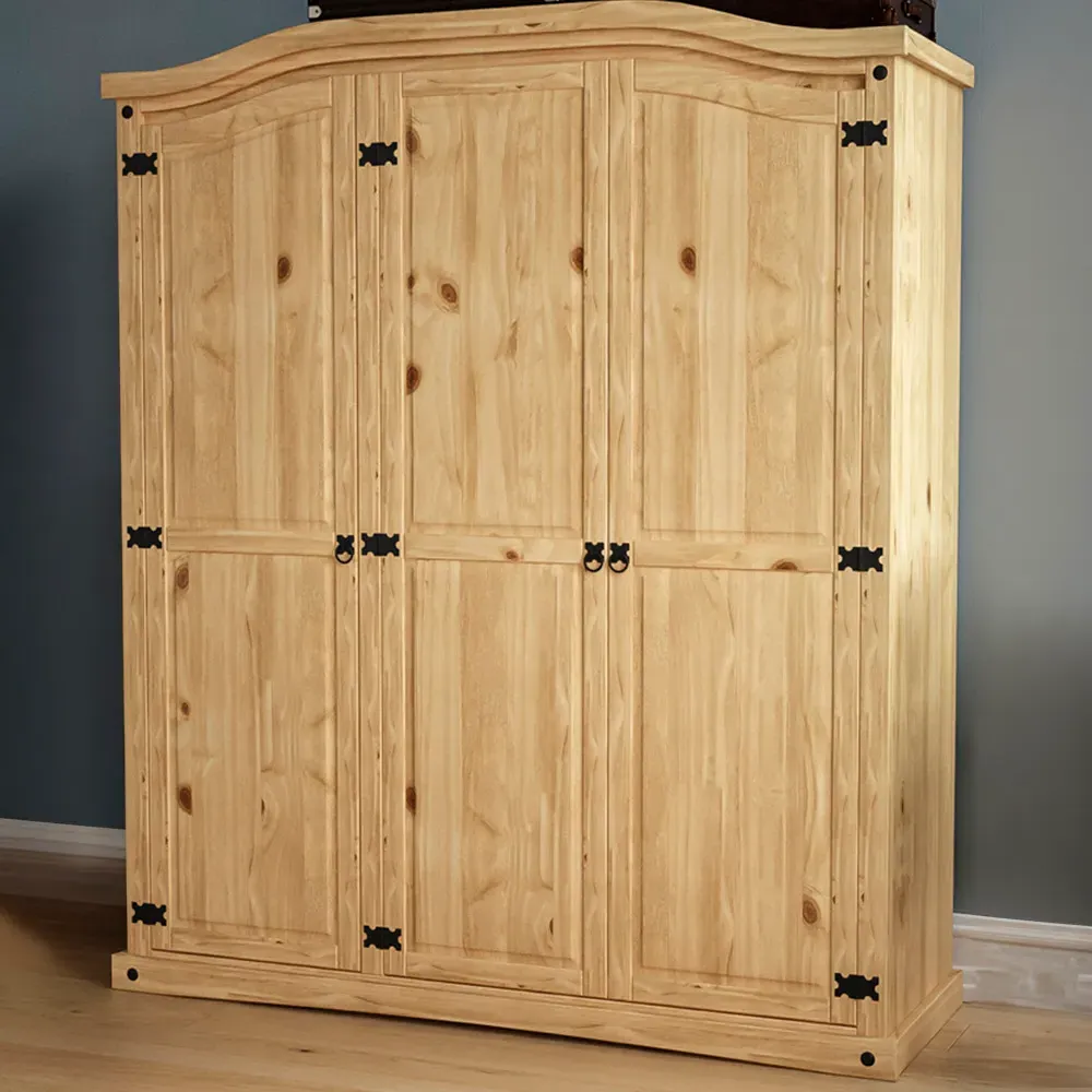 Corona 3 Door Wardrobe - Brown, Pine