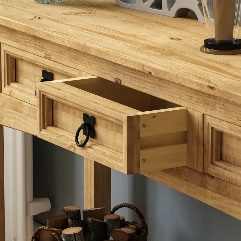 Corona 3 Drawer Console Table - Brown, Pine