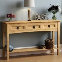 Corona 3 Drawer Console Table - Brown, Pine